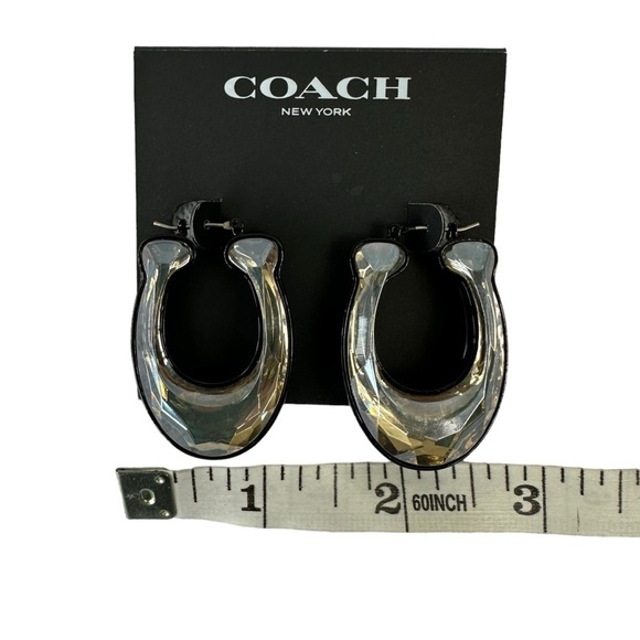 COACH Women's Signature Stone Hoop Earrings - Picture 5 of 8